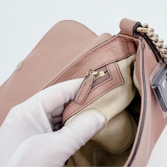 Gucci Soho Long Flap Shoulder Crossbody Dusty Rose Pink Bag Purse - Picture 12 of 16